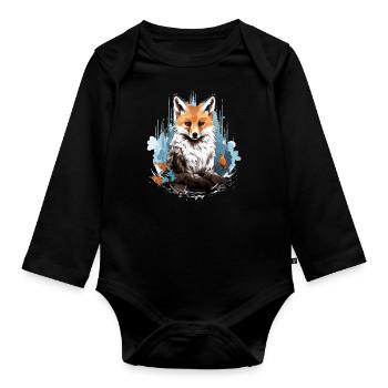 Fox - Organic Longsleeve Baby Bodysuit - black - Front