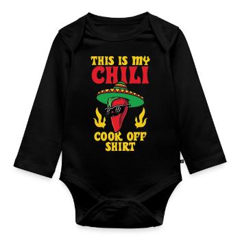 Ceci est mon chili cook cool cinco de mayo pepper sp - Body Bébé bio manches longues - noir - Devant