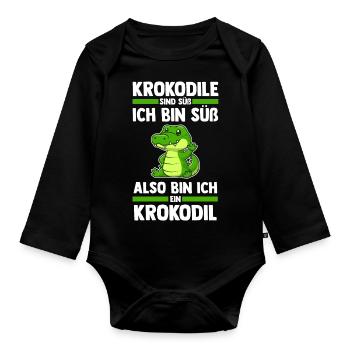 Krokodile - Baby Bio-Langarm-Body - Schwarz - Vorne