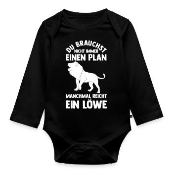Löwe Löwen - Baby Bio-Langarm-Body - Schwarz - Vorne