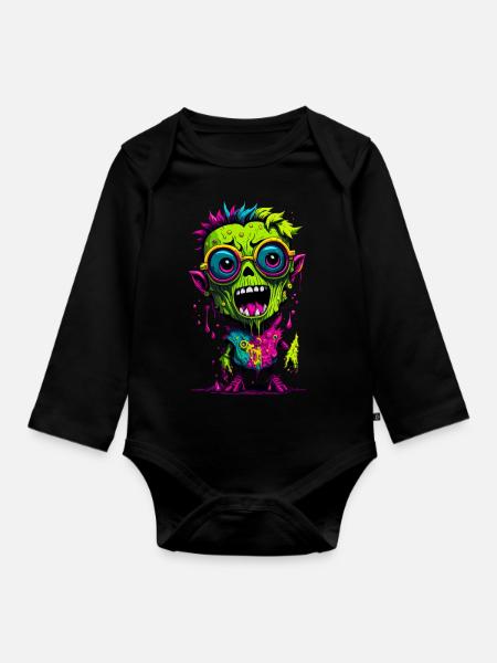 Bunter cooler Zombie - Baby Bio-Langarm-Body - Schwarz