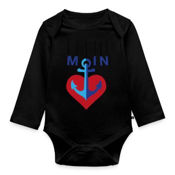 Moin mit Herz - Baby Bio-Langarm-Body - Schwarz - Vorne
