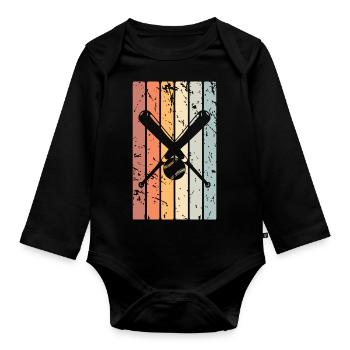Baseball - Organic Longsleeve Baby Bodysuit - black - Front