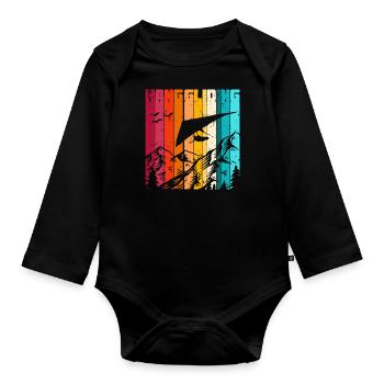 Deltaplane vintage | Sports extrêmes - Body Bébé bio manches longues - noir - Devant