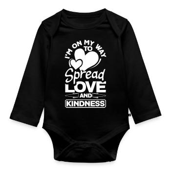 Je suis sur la bonne voie pour répandre l’amour et la gentillesse - Body Bébé bio manches longues - noir - Devant