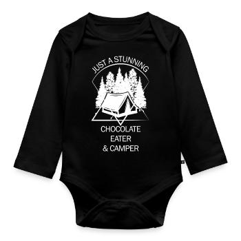 Zelt Camping Camper Pfadfinder Biwakieren - Baby Bio-Langarm-Body - Schwarz - Vorne