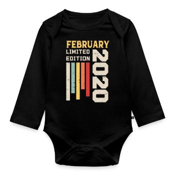 Février 2020 - Cadeau anniversaire Février 2020 - Body Bébé bio manches longues - noir - Devant