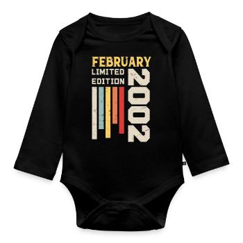 February 2002 - February 2002 Birthday Gift - Organic Longsleeve Baby Bodysuit - black - Front