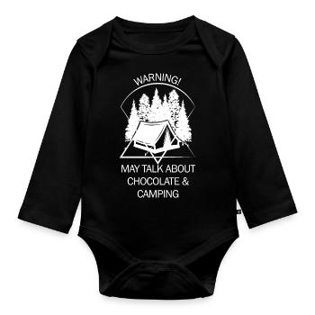 Zelt Camping Camper Pfadfinder Biwakieren - Baby Bio-Langarm-Body - Schwarz - Vorne