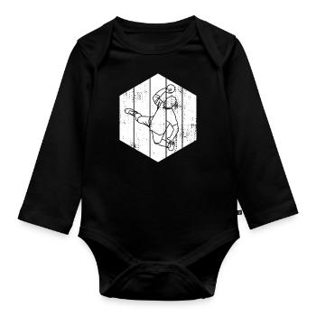 Handballspieler Skizze - Baby Bio-Langarm-Body - Schwarz - Vorne