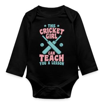 Cricket Mädchen - Baby Bio-Langarm-Body - Schwarz - Vorne