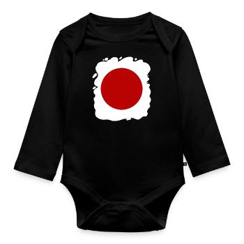 Japan Flag Used Look Nihon Japanese Flag - Organic Longsleeve Baby Bodysuit - black - Front