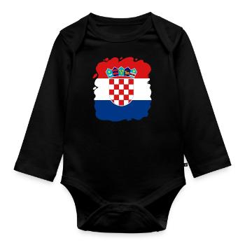 Kroatien Flagge Adria Zagreb Kroatische Fahne - Baby Bio-Langarm-Body - Schwarz - Vorne