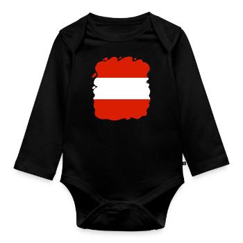Austria Flag Austria Austrian Flag AT - Organic Longsleeve Baby Bodysuit - black - Front