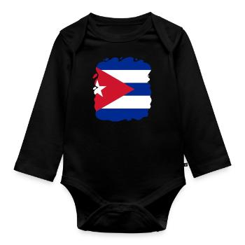 Kuba Flagge Karibik Urlaub Cuba Reise Havanna - Baby Bio-Langarm-Body - Schwarz - Vorne