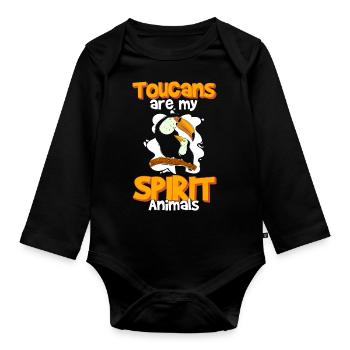 Toucan Holiday Tropical Jungle - Organic Longsleeve Baby Bodysuit - black - Front