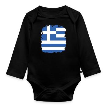 Drapeau de la Grèce Hellas Athènes Drapeau de la Grèce - Body Bébé bio manches longues - noir - Devant