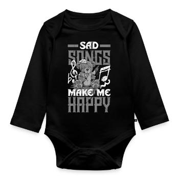 Emoticon Sad Songs Make Me Happy Emocore Esthétique - Body Bébé bio manches longues - noir - Devant