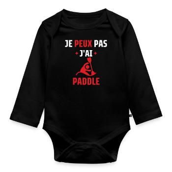 je peux pas j'ai paddle - Body Bébé bio manches longues - noir - Devant