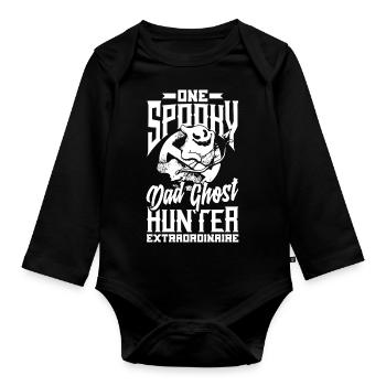 One Spooky Dad Father Retro Halloween Costume - Organic Longsleeve Baby Bodysuit - black - Front