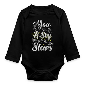 Starry Sky Wish Space Moon - Body Bébé bio manches longues - noir - Devant