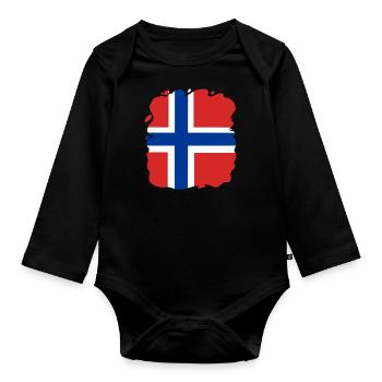 Drapeau de la Norvège Drapeau de la Scandinavie Drapeau de la Norvège - Body Bébé bio manches longues - noir - Devant
