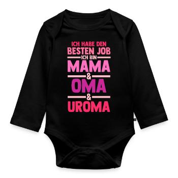Mutter Mama Oma Uroma - Baby Bio-Langarm-Body - Schwarz - Vorne