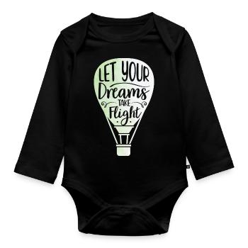 Ballonfahrt | Heißluftballon Luftfahrt Geschenke - Baby Bio-Langarm-Body - Schwarz - Vorne