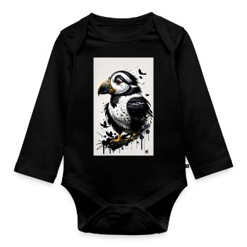 Mignon bébé pingouin - Body Bébé bio manches longues - noir - Devant