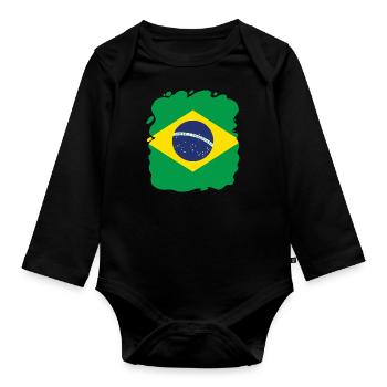 Drapeau du Brésil Drapeau brésilien Amérique du Sud - Body Bébé bio manches longues - noir - Devant