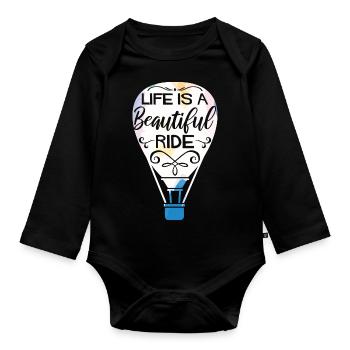 Heißluftballon fahren | Ballonfahrt Geschenkideen - Baby Bio-Langarm-Body - Schwarz - Vorne