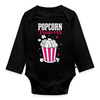 Popcorn Princess Femmes Mignon Soirée Cinéma Cinéma Sna - Body Bébé bio manches longues - noir - Devant