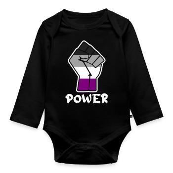 Power Asexual Pride Faust Design für Equality - Baby Bio-Langarm-Body - Schwarz - Vorne