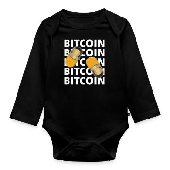 Bitcoin BTC Crypto Blockchain Coin d’échange de pièces - Body Bébé bio manches longues - noir - Devant