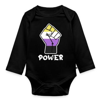 Power Nonbinary Pride Faust Design für Equality - Baby Bio-Langarm-Body - Schwarz - Vorne