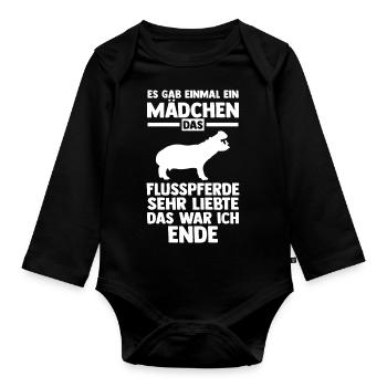 Nilpferd Flusspferd - Baby Bio-Langarm-Body - Schwarz - Vorne