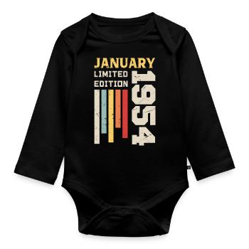 January 1954 - January 1954 Birthday Gift - Organic Longsleeve Baby Bodysuit - black - Front