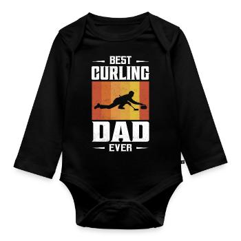 Best Curling Dad Ever Ice Sport Broom Curler - Baby Bio-Langarm-Body - Schwarz - Vorne