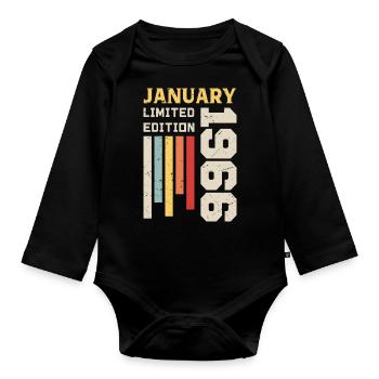 January 1966 - January 1966 Birthday Gift - Organic Longsleeve Baby Bodysuit - black - Front