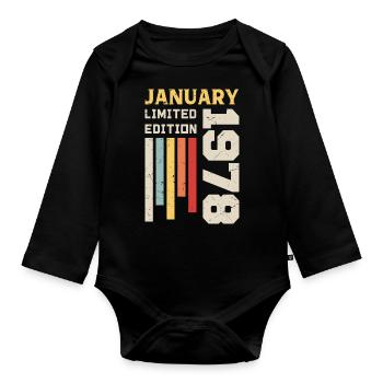 January 1978 - January 1978 Birthday Gift - Organic Longsleeve Baby Bodysuit - black - Front