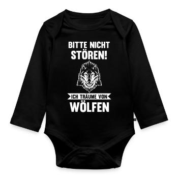 Tier Waldtier Wolf - Baby Bio-Langarm-Body - Schwarz - Vorne