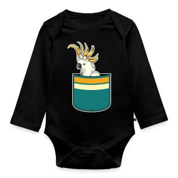 Vogelliebhaber Papagei Geschenk Brusttasche Kakadu - Baby Bio-Langarm-Body - Schwarz - Vorne
