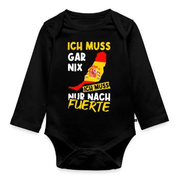 Fuerte Fuerteventura Urlaub Sommerurlaub Sonne Url - Baby Bio-Langarm-Body - Schwarz - Vorne