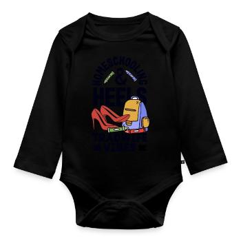 Classic Homeschool Mom Tradwife Homeschooling - Organic Longsleeve Baby Bodysuit - black - Front