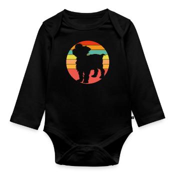 Yorkie Yorkshire Terrier Silhouette on the Color Wheel - Organic Longsleeve Baby Bodysuit - black - Front