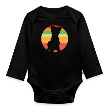 Yorkie Yorkshire Terrier Silhouette on the Color Wheel - Organic Longsleeve Baby Bodysuit - black - Front
