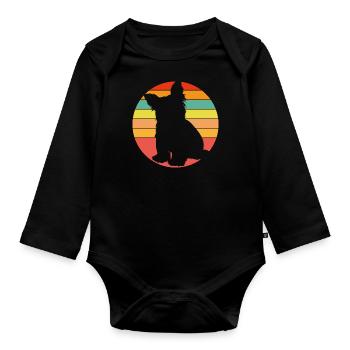 Yorkie Yorkshire Terrier Silhouette on the Color Wheel - Organic Longsleeve Baby Bodysuit - black - Front