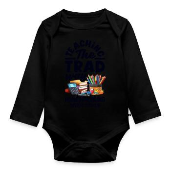 Classic Homeschool Mom Tradwife Homeschooling - Organic Longsleeve Baby Bodysuit - black - Front