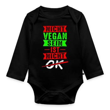 Vegan Kein Fleisch Gemüse Veganer Lebensstil Vegan - Baby Bio-Langarm-Body - Schwarz - Vorne