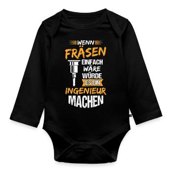 Fräsen Fräser Besser als Ingenieur Bester Job Arbe - Baby Bio-Langarm-Body - Schwarz - Vorne
